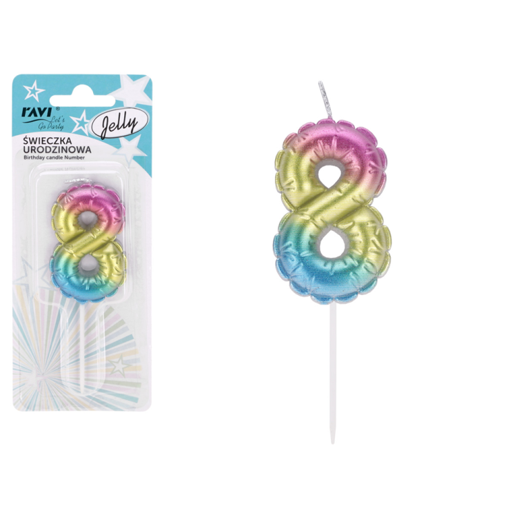 Świeczka urodzinowa JELLY Cyferka 8 RAVI
